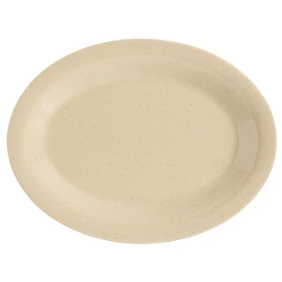 GET OP-950-S 9 3/4" x 7 1/4" Tahoe Oval Sandstone Platter - 24/Case