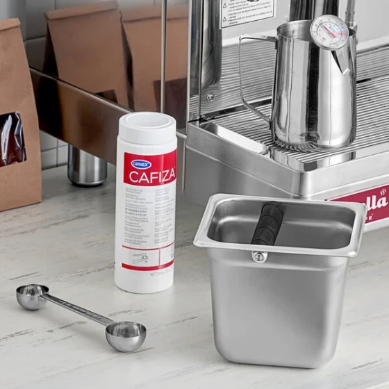 Barista Kit with 6" Knock Box and 20 oz. Urnex Cafiza Powder Container