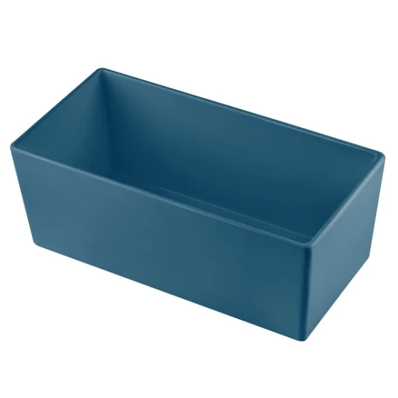 TableCraft CW5014PB Simple Solutions 1/3 Size Pigeon Blue Cast Aluminum Deep Straight Sided Bowl - 5" Deep