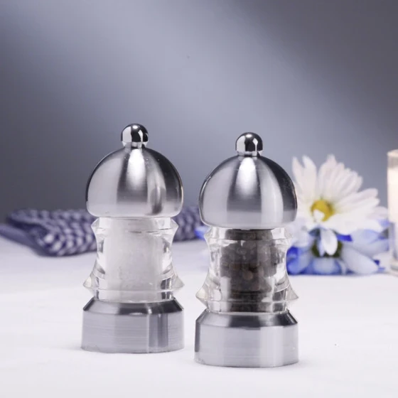 Chef Specialties 01572 3 1/2" Metro Acrylic Pepper Mill / Salt Mill Set