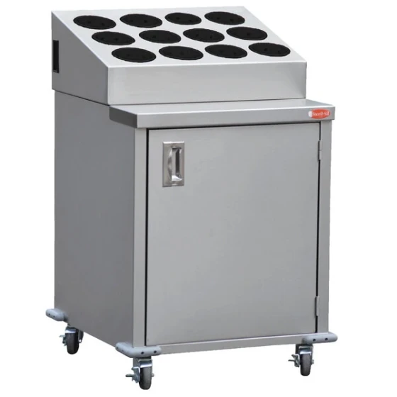 Steril-Sil ENC24-12RP-BLACK Stainless Steel Silverware Cart with 12 Black Silverware Cylinders