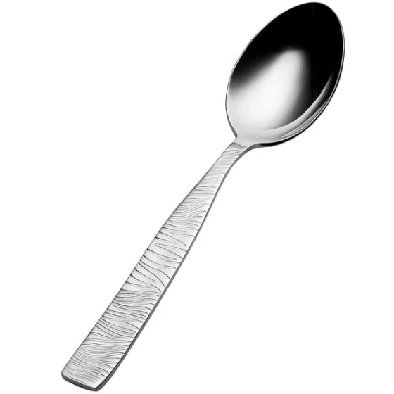 Bon Chef S2903 Safari 7 3/16" 18/10 Stainless Steel Soup / Dessert Spoon - 12/Case