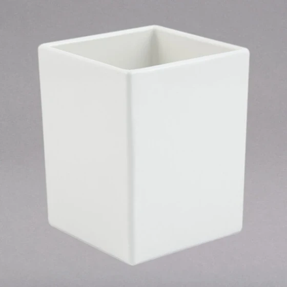 Bon Chef 9515S 56 oz. White Sandstone Finish Cast Aluminum Straight Sided Square Bowl