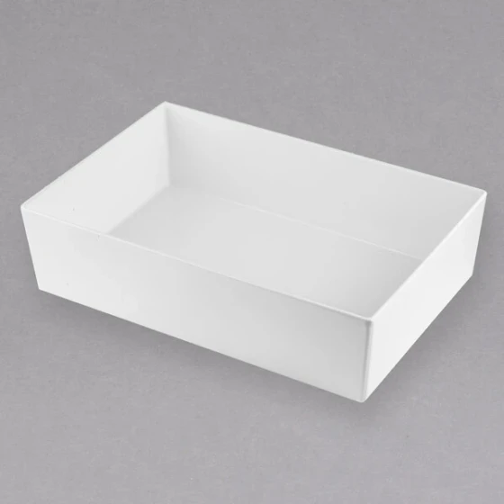 TableCraft CW5002W Simple Solutions Full Size White Cast Aluminum Deep Straight Sided Bowl - 5" Deep