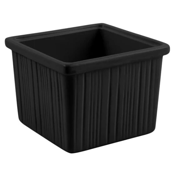 Bon Chef 9502BLK 72 oz. Black Sandstone Finish Cast Aluminum Straight Sided Square Bowl