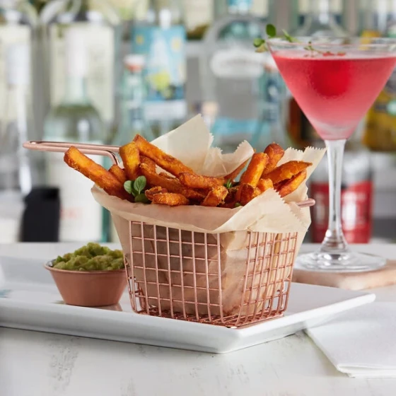 Acopa 4" x 3" x 3" Rose Gold Rectangular Mini Fry Basket