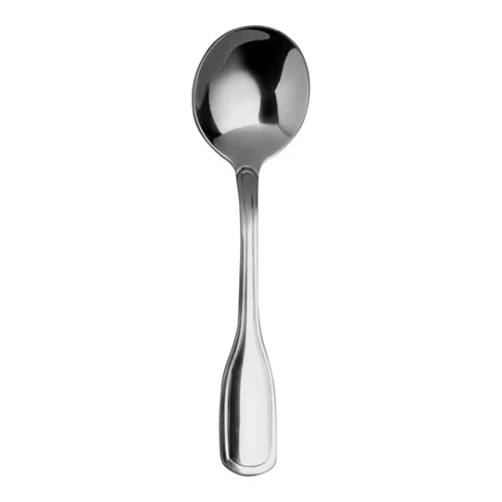 Varick Marina from Steelite International 6 3/8" 18/0 Stainless Steel Heavy Weight Bouillon Spoon - 12/Case