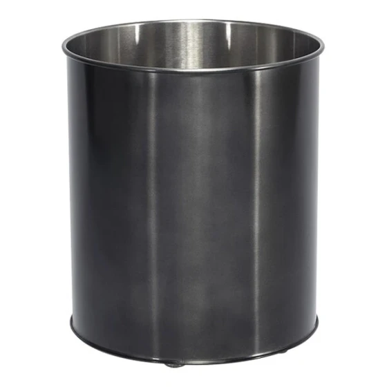 room360 Tokyo 7 Qt. Matte Black Stainless Steel Cylinder Wastebasket - 4/Case