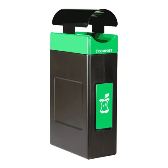 Commercial Zone Avante 30 Gallon Green Polyethylene Rectangular Indoor / Outdoor Narrow Modular Single-Stream Compost Bin with Canopy Top