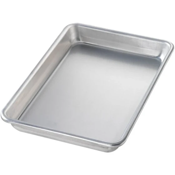Chicago Metallic 41805 Eighth Size 16 Gauge Glazed 6 7/16 inch x 9 7/16 inch Curled Rim, No Wire Glazed Aluminum Sheet / Bun Pan