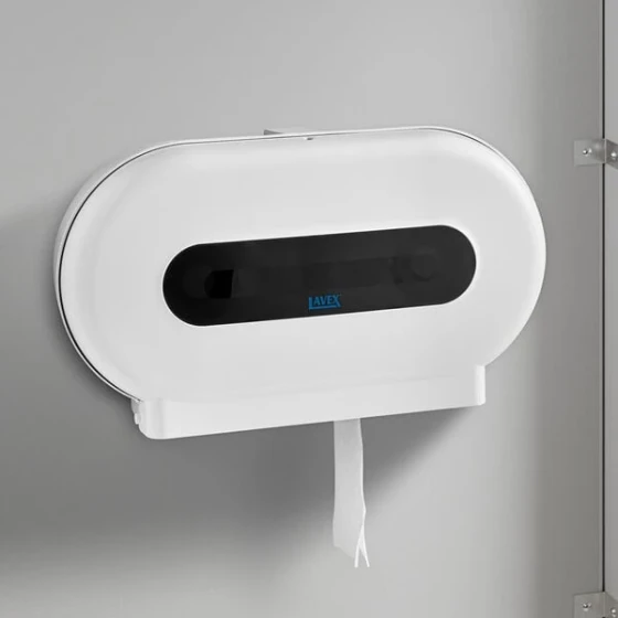 Lavex White Double Roll Jumbo Toilet Tissue Dispenser with Window