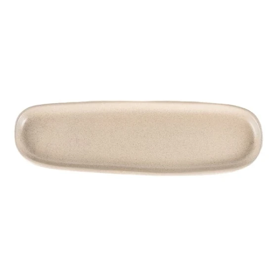10 Strawberry Street Ginza 19 1/2" x 5 7/8" Oval Tan Stoneware Platter - 10/Case