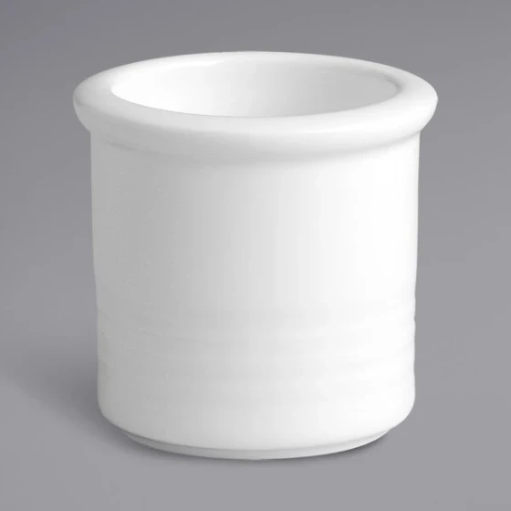 RAK Porcelain Rondo 2 1/8" Ivory Embossed Porcelain Toothpick Holder - 12/Case