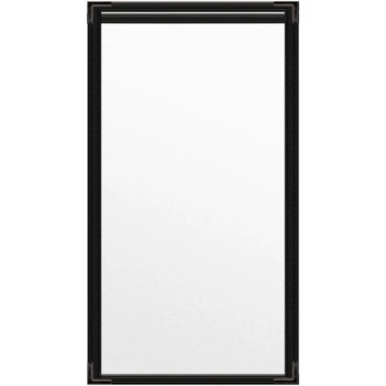 H. Risch, Inc. TES Deluxe Sewn 5 1/2" x 11" Black 2 View Vinyl Menu Cover with Black Smooth Corners and Matte Finish