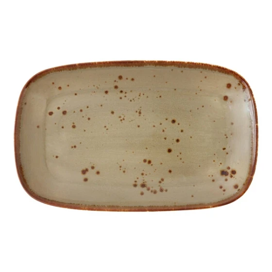Fortessa Basics by Zwiesel Fortessa Erthe 11" x 7" Shiitake TechnoCeram Rectangular Platter - 6/Case
