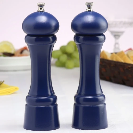 Chef Specialties 08702 Professional Series 8" Customizable Autumn Hues Cobalt Blue Pepper Mill and Salt Mill Set
