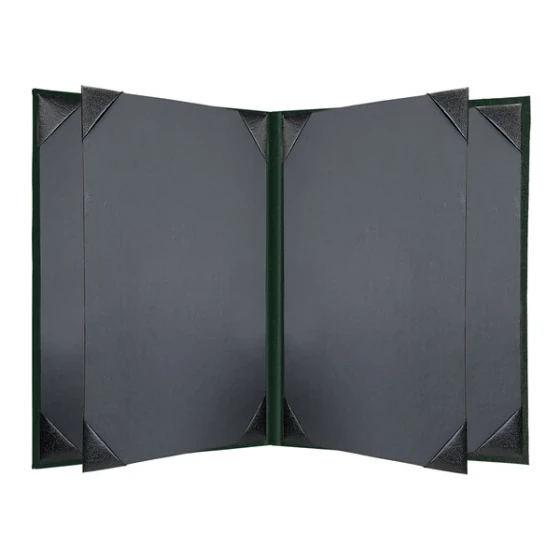 H. Risch, Inc. Oakmont 5 1/2" x 8 1/2" Green 6-Panel Menu Cover with Album Style Corners
