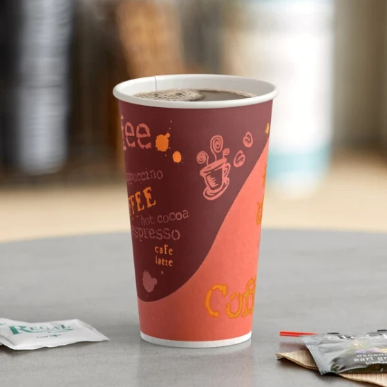 Choice 16 oz. Coffee Print Poly Paper Hot Cup - 1,000/Case