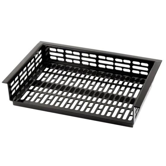 TableCraft CW1066BK Simple Solutions 21 1/4" x 13 7/8" x 3" Black Cast Aluminum Perforated Single Cold Well Drop-In Template
