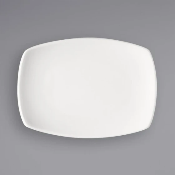Bauscher Options from BauscherHepp 5 1/2" x 3 11/16" Bright White Rectangular Porcelain Coupe Platter - 36/Case