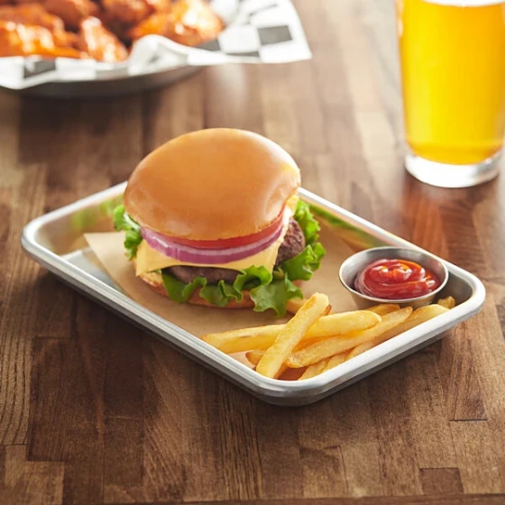 Baker's Lane Heavy-Duty Eighth Size 16 Gauge 6 1/2 inch x 9 1/2 inch Open Bead Rim Aluminum Bun / Sheet Pan