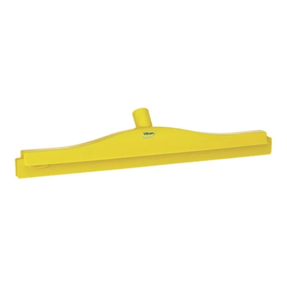 Vikan 77136 19 11/16" Yellow Ultra-Hygienic Double Blade Rubber Floor Squeegee with Plastic Frame and Replacement Cassette