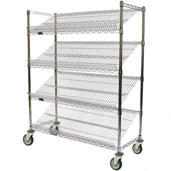 Eagle Group M1848C-4 48" x 18" Chrome 4 Shelf Angled Merchandising Cart