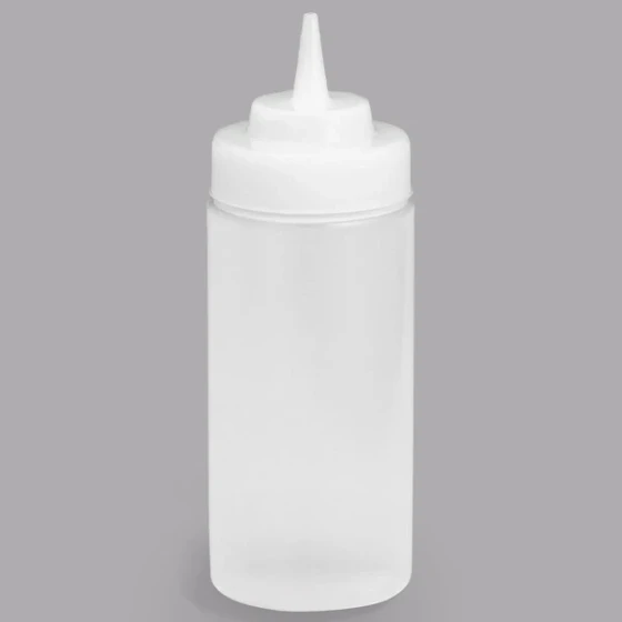 TableCraft 10853C 8 oz. Clear WideMouth™ Cone Tip Squeeze Bottle with 53 mm Opening - 12/Pack