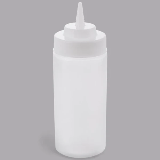 TableCraft 11663C 16 oz. Clear WideMouth™ and Standard Cone Tip Squeeze Bottle with 63 mm Opening - 12/Pack