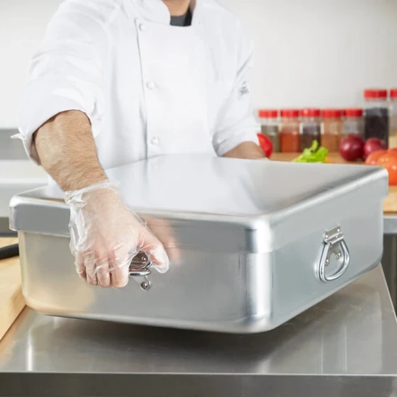 Vollrath 68390 Wear-Ever 42 Qt. Aluminum Double Roaster Pan - 21 5/8" x 18 1/8" x 9"