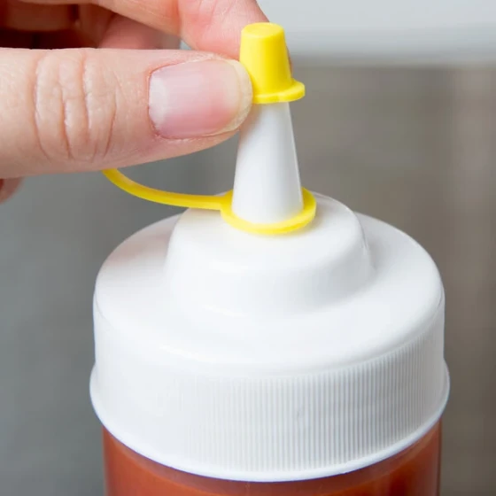 TableCraft C100TA Assorted Squeeze Bottle Tethered Caps - 12/Pack