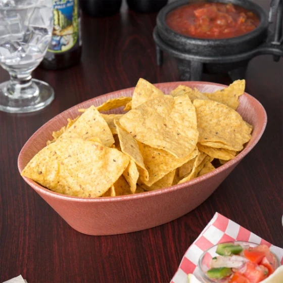 HS Inc. HS1011L 10" x 6" x 2 1/2" Paprika Polyethylene Large Oval Basket - 24/Case