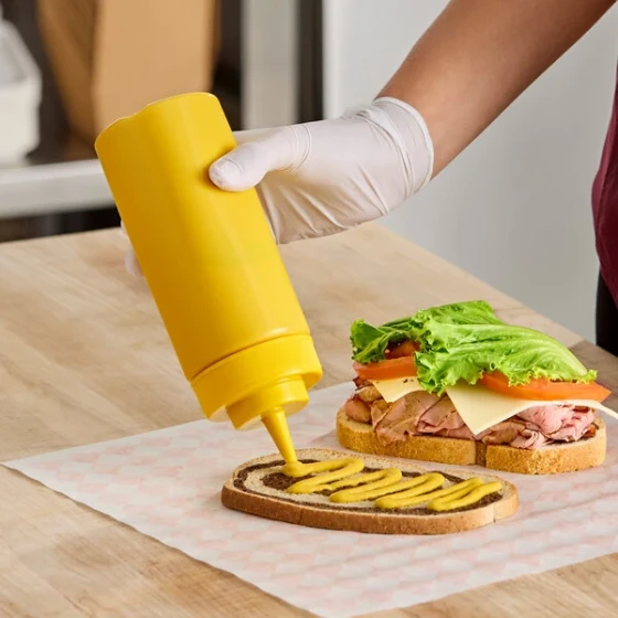 Choice 16 oz. Yellow Wide Mouth Squeeze Bottle - 6/Pack