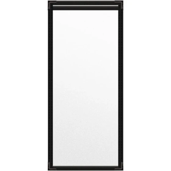 H. Risch, Inc. TES Deluxe Sewn 5 1/2" x 14" Black 2 View Vinyl Menu Cover with Black Smooth Corners and Matte Finish
