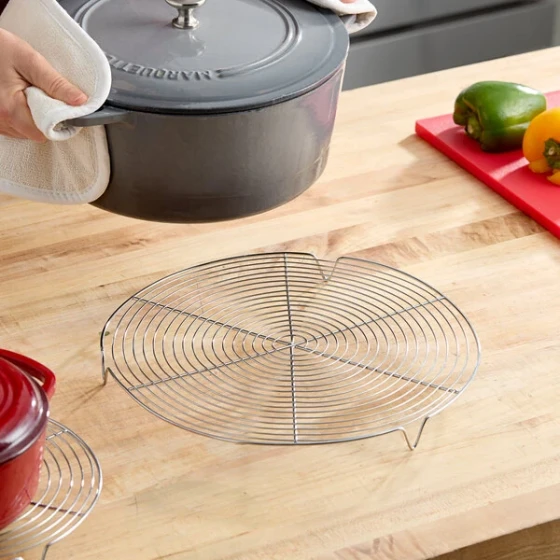 Matfer Bourgeat 12 1/2" Round Footed Stainless Steel Cooling Rack 312504