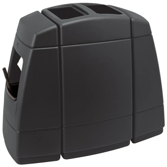 Commercial Zone 75820199 Islander Haven 2 55 Gallon Black Rectangular Open Top Trash Can with 2 Paper Towel Dispensers, 2 Squeegees, and 2 Windshield Wash Stations