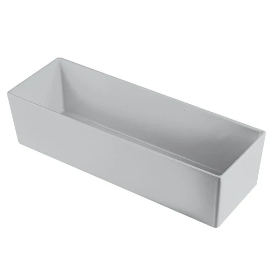 TableCraft CW5010N Simple Solutions 1/2 Size Long Natural Finish Cast Aluminum Deep Straight Sided Bowl - 5" Deep