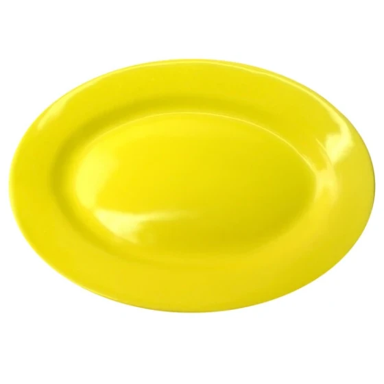 International Tableware Cancun 11 1/2" x 8 1/4" Yellow Stoneware Wide Rim Platter - 12/Case