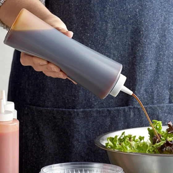 Choice 24 oz. Clear Squeeze Bottle   - 6/Pack
