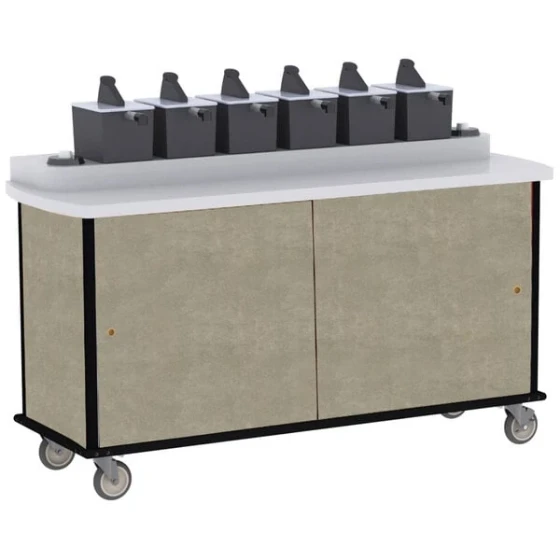 Lakeside 70530BS Beige Suede Condi-Express 6 Pump Condiment Cart with (2) Cup Dispensers