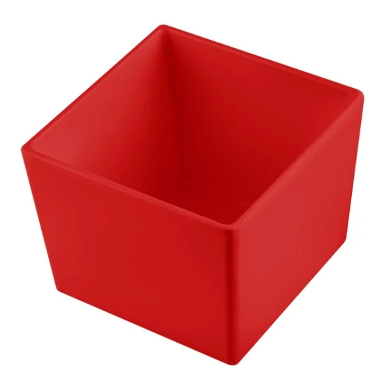 TableCraft CW5018R Simple Solutions 1/6 Size Red Cast Aluminum Straight Sided Bowl - 5" Deep