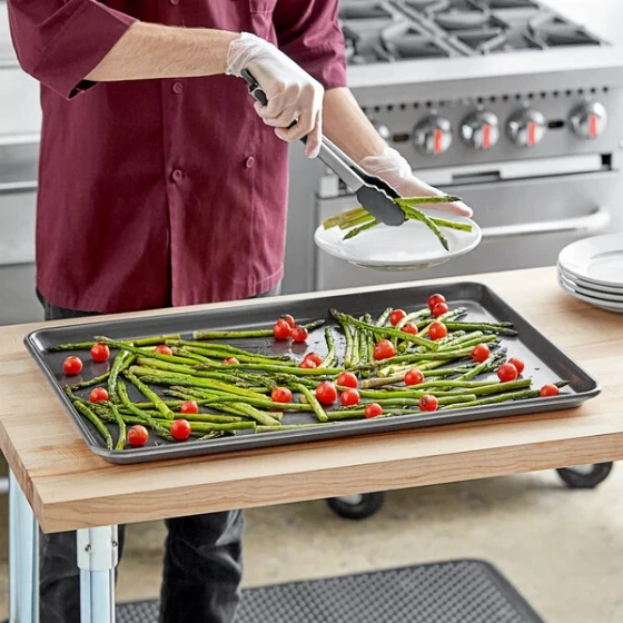 Baker's Lane Heavy-Duty Full Size NSF 12 Gauge Non-Stick 18 inch x 26 inch Open Bead / Semi-Curled Rim Aluminum Bun / Sheet Pan