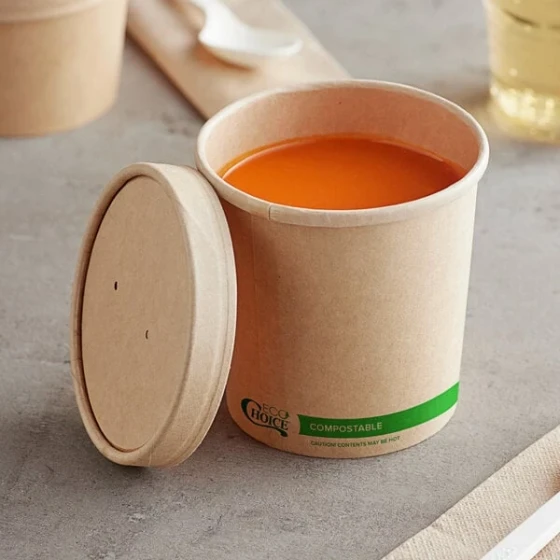 EcoChoice Kraft Paper Food Cup with Vented Lid 16 oz. - 250/Case
