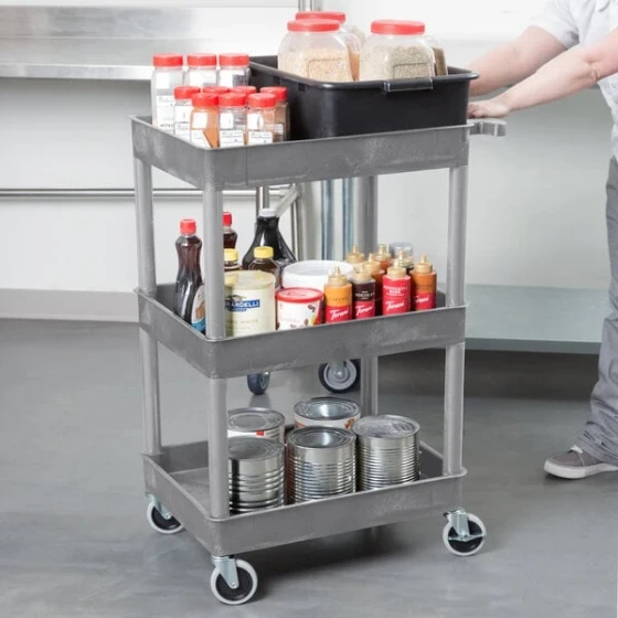 Luxor STC111-G Gray 3 Tub Utility Cart - 18" x 24" x 38 1/2"