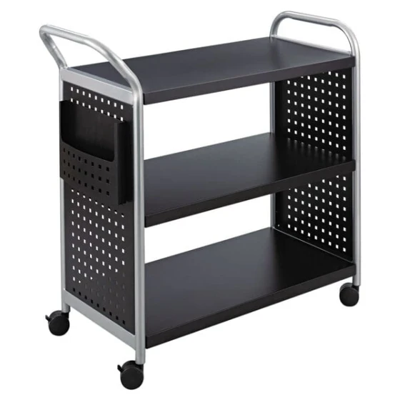 Safco 5339BL Black / Silver 3 Shelf Utility Cart
