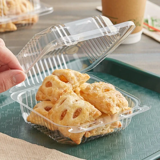 Durable Packaging PXT-505 Duralock 5 1/4" x 5 5/8" x 2 3/4" Clear Hinged Lid Plastic Container - 500/Case