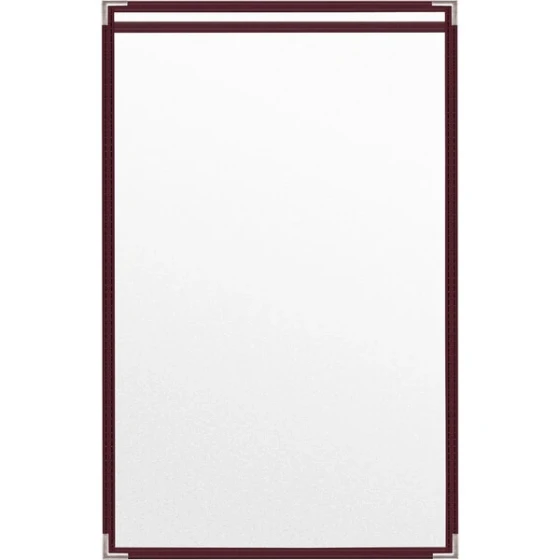 H. Risch, Inc. TES Deluxe Sewn 11" x 17" Maroon 2 View Vinyl Menu Cover with Silver Smooth Corners and Matte Finish