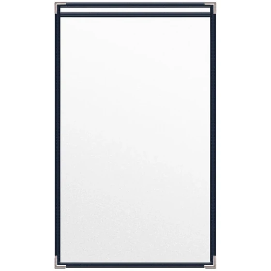 H. Risch, Inc. TES Deluxe Sewn 8 1/2" x 14" Blue 2 View Vinyl Menu Cover with Silver Smooth Corners and Matte Finish