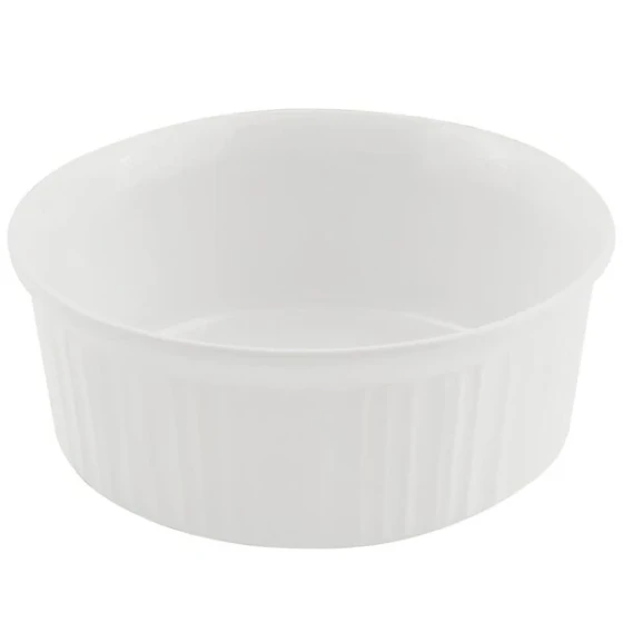 Bon Chef 5054 2.5 Qt. White Sandstone Finish Cast Aluminum Round Casserole Dish