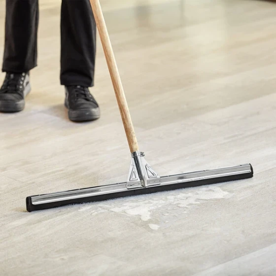 Lavex 30" Black Double Neoprene Foam Floor Squeegee with Metal Frame and Threaded Adapter